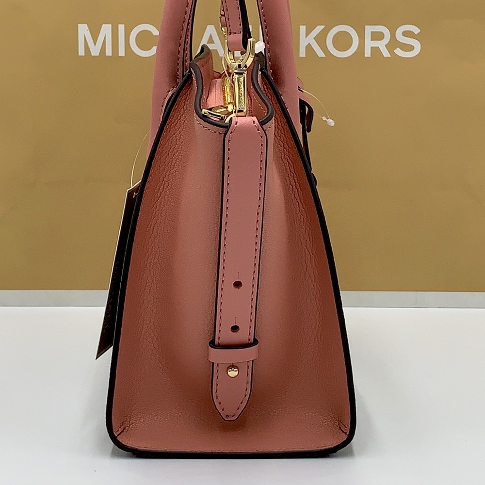 Michael Kors Avril Small Logo Top-Zip Satchel Sunset Rose - Picture 6 of 16